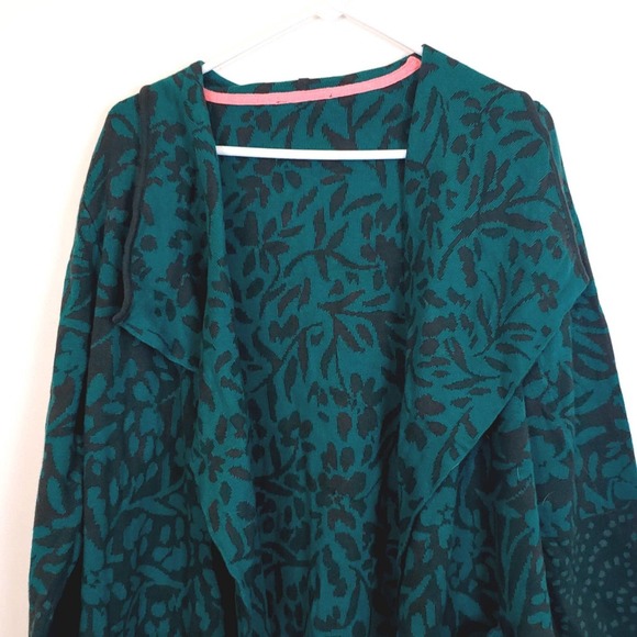 Green Long Open-Front Cardigan size L - Picture 3 of 4